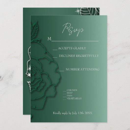 Emerald green Silver floral Elegant Wedding (Voorkant / Achterkant)