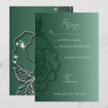 Emerald green Silver floral Elegant Wedding