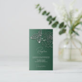 Emerald green Silver floral Elegant Wedding Informatiekaartje (Staand voorkant)