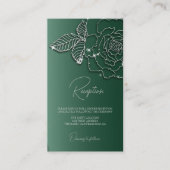 Emerald green Silver floral Elegant Wedding Informatiekaartje (Voorkant)