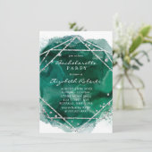 Emerald Green Silver Geometric Bachelorette Party Kaart (Staand voorkant)