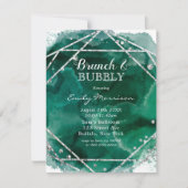 Emerald Green Silver Geometric Brunch & Bubble Kaart (Voorkant)