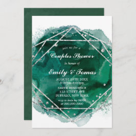 Emerald Green Silver Geometric Couples Shower