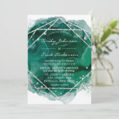 Emerald Green Silver Geometric Glitter Wedding Kaart (Staand voorkant)