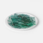 Emerald Green Silver Geometric Waterverf Wedding Papieren Bordje (Gekanteld)