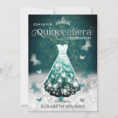 Emerald Green Silver Glitter-jurk Kaart (Voorkant)