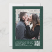 Emerald Green Silver Glitter Photo QR Code Wedding Kaart (Achterkant)