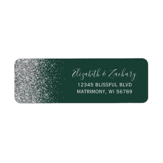 Emerald Green Silver Glitter retouradres Etiket (Voorkant)