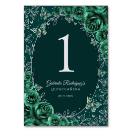 Emerald Green Silver Quinceanera Kaart