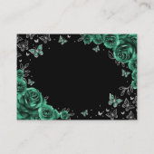 Emerald Green Silver Quinceanera Reception Details Informatiekaartje (Achterkant)