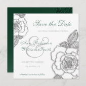 Emerald green Silver roos Rustic Wedding Save The Date (Voorkant / Achterkant)
