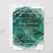 Emerald Green Silver Waterverf Vrijgezellenfeest Kaart (Voorkant)