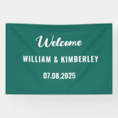 Emerald Green Simple Elegant Modern Wedding Spandoek (Horizontaal)