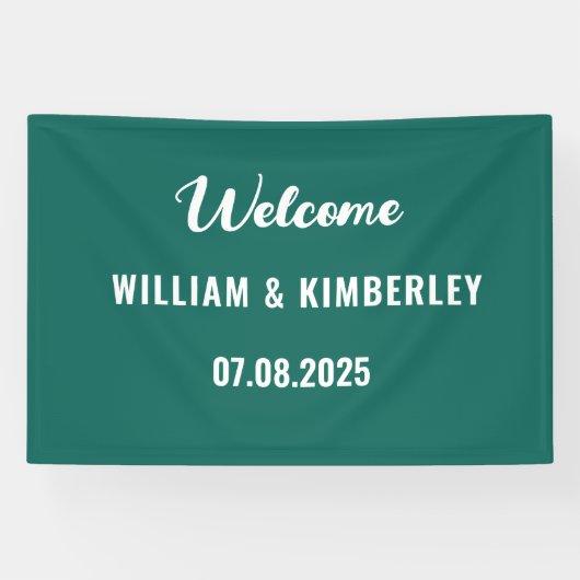 Emerald Green Simple Elegant Modern Wedding Spandoek (Horizontaal)
