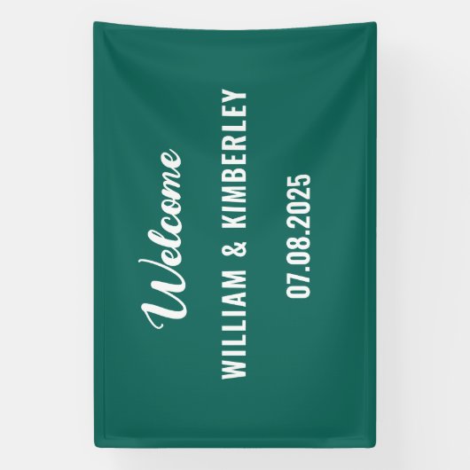 Emerald Green Simple Elegant Modern Wedding Spandoek (Verticaal)