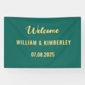 Emerald Green Simple Elegant Modern Wedding Spandoek (Horizontaal)
