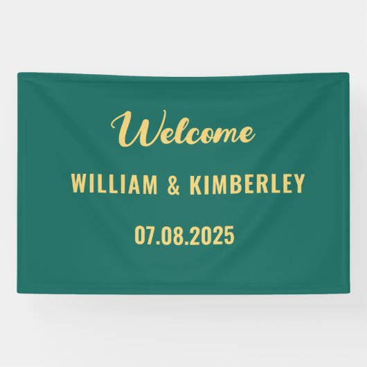 Emerald Green Simple Elegant Modern Wedding Spandoek (Horizontaal)