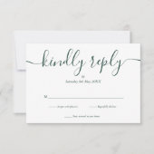 Emerald Green Simple Elegant-script RSVP Kaartje (Voorkant)