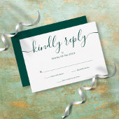 Emerald Green Simple Elegant-script RSVP Kaartje