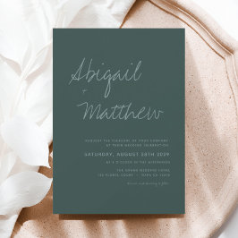 Emerald Green Simple Minimalist Modern Wedding Kaart