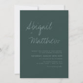 Emerald Green Simple Minimalist Photo Wedding Kaart (Voorkant)