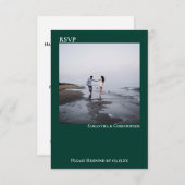 Emerald Green Simple Minimalist Photo Wedding RSVP Kaartje (Voorkant / Achterkant)