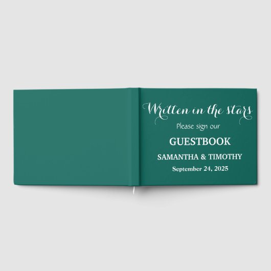 Emerald Green Simple Modern Minimalist Wedding Gastenboek (Volledig)