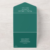 Emerald Green Simple Modern Monogrammed Wedding All In One Uitnodiging (Buitenkant)