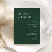 Emerald Green Simple Wedding Dinner Party Menus Menu