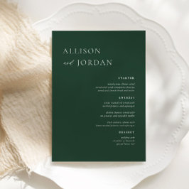 Emerald Green Simple Wedding Dinner Party Menus Menu