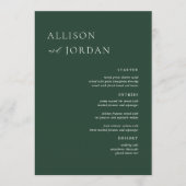 Emerald Green Simple Wedding Dinner Party Menus Menu (Voorkant)