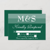 Emerald Green Simple Wedding RSVP-Kaart Bedankkaart (Voorkant / Achterkant)