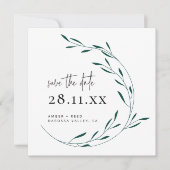 Emerald Green Simple Wreath Square Save the Date (Voorkant)