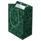 Emerald Green Snake Skin/Dinosaur Dragon Scale Medium Cadeauzakje (Achterkant Gekanteld)