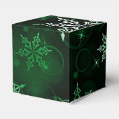 Emerald Green Snowflake Motif Cube Bedankdoosjes (Achterkant)