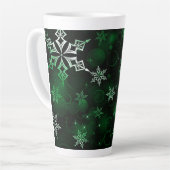 Emerald Green Snowflake Motif Latte Mok (Linkerhoek)