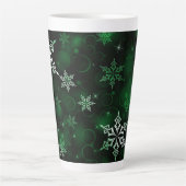 Emerald Green Snowflake Motif Latte Mok (Voorkant)