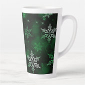 Emerald Green Snowflake Motif Latte Mok (Rechts)
