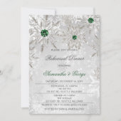 Emerald Green Snowflakes Winter Rehearsal Dinner Kaart (Voorkant)
