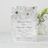 Emerald Green Snowflakes Winter Rehearsal Dinner Kaart (Staand voorkant)