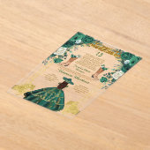 Emerald Green Spaanse Laarzen Goud 15 Años Verjaar Acryl Uitnodigingen (Laagn)