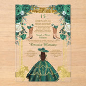 Emerald Green Spaanse Laarzen Goud 15 Años Verjaar Acryl Uitnodigingen (Voorkant)