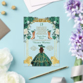 Emerald Green Spaanse Laarzen Goud 15 Años Verjaar Acryl Uitnodigingen (Insitu (Huwelijk))