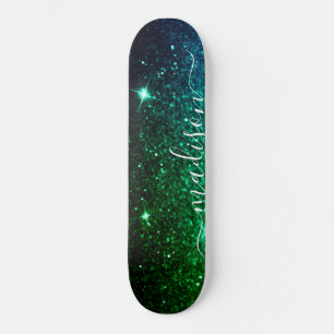 Emerald Green Sparkle Glitter gepersonaliseerd Persoonlijk Skateboard