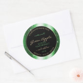Emerald Green Sparkle Glitter Lijst Productlabel Ronde Sticker (Envelop)