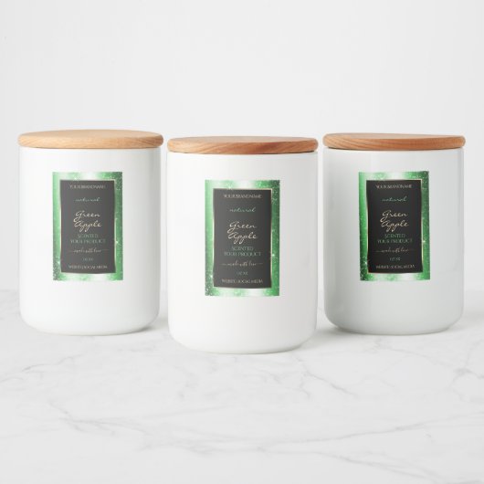 Emerald Green Sparkle Glitter Lijst Productlabel Voedselcontainer Etiket (Flessen)
