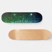 Emerald Green Sparkle Glitter Personalized Persoonlijk Skateboard (Horizontaal)