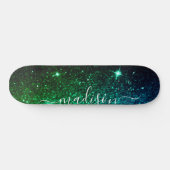 Emerald Green Sparkle Glitter Personalized Persoonlijk Skateboard (Horizontaal)