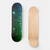 Emerald Green Sparkle Glitter Personalized Persoonlijk Skateboard (Voorkant)