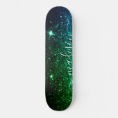 Emerald Green Sparkle Glitter Personalized Persoonlijk Skateboard (Voorkant)